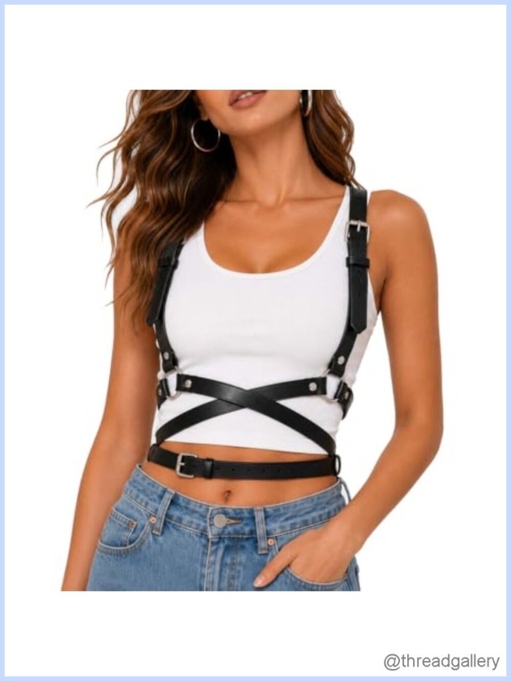 PU Leather Waist Harness Belt Adjustable Body Harness Gothic Party